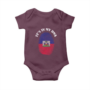 It's In My DNA Haitian Flag Fingerprint Graphic Baby Onesie Haiti Heritage Pride TS02 Maroon Print Your Wear