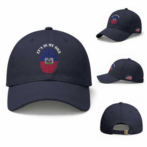 It's In My DNA Haitian Flag Fingerprint Graphic Baseball Cap Haiti Heritage Pride TS02 Baseball Cap Universal Fit Navy Print Your Wear