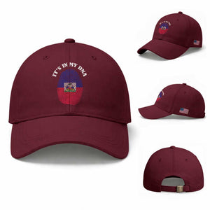 It's In My DNA Haitian Flag Fingerprint Graphic Baseball Cap Haiti Heritage Pride TS02 Baseball Cap Universal Fit Maroon Print Your Wear