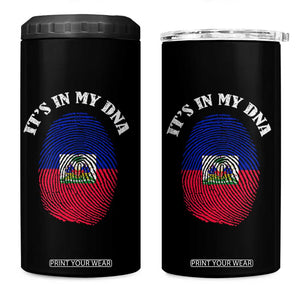 It's In My DNA Haitian Flag Fingerprint Graphic 4 in 1 Can Cooler Tumbler Haiti Heritage Pride TS02 One Size: 16 oz Black Print Your Wear
