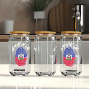 It's In My DNA Haitian Flag Fingerprint Graphic Glass Can Haiti Heritage Pride TS02 Print Your Wear
