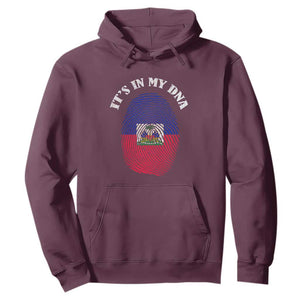 It's In My DNA Haitian Flag Fingerprint Graphic Hoodie Haiti Heritage Pride TS02 Maroon Print Your Wear