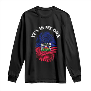 It's In My DNA Haitian Flag Fingerprint Graphic Long Sleeve Shirt Haiti Heritage Pride TS02 Black Print Your Wear