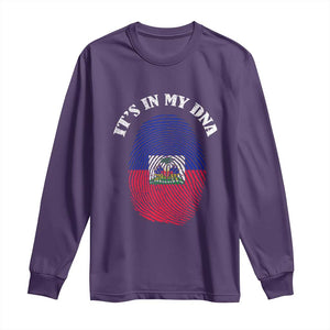 It's In My DNA Haitian Flag Fingerprint Graphic Long Sleeve Shirt Haiti Heritage Pride TS02 Purple Print Your Wear