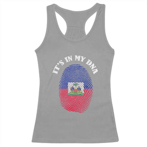 It's In My DNA Haitian Flag Fingerprint Graphic Racerback Tank Top Haiti Heritage Pride TS02 Sport Gray Print Your Wear