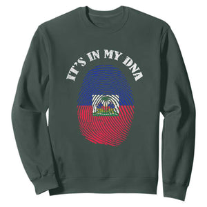 It's In My DNA Haitian Flag Fingerprint Graphic Sweatshirt Haiti Heritage Pride TS02 Dark Forest Green Print Your Wear