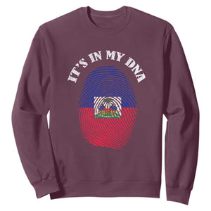 It's In My DNA Haitian Flag Fingerprint Graphic Sweatshirt Haiti Heritage Pride TS02 Maroon Print Your Wear