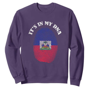 It's In My DNA Haitian Flag Fingerprint Graphic Sweatshirt Haiti Heritage Pride TS02 Purple Print Your Wear