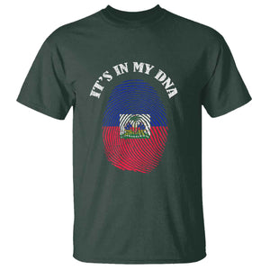 It's In My DNA Haitian Flag Fingerprint Graphic T Shirt Haiti Heritage Pride TS02 Dark Forest Green Print Your Wear