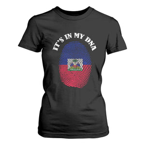 It's In My DNA Haitian Flag Fingerprint Graphic T Shirt For Women Haiti Heritage Pride TS02 Black Print Your Wear