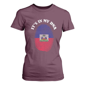 It's In My DNA Haitian Flag Fingerprint Graphic T Shirt For Women Haiti Heritage Pride TS02 Maroon Print Your Wear