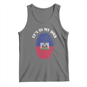 It's In My DNA Haitian Flag Fingerprint Graphic Tank Top Haiti Heritage Pride TS02 Black Heather Print Your Wear