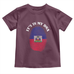 It's In My DNA Haitian Flag Fingerprint Graphic Toddler T Shirt Haiti Heritage Pride TS02 Maroon Print Your Wear