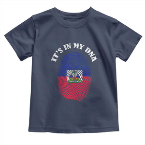 It's In My DNA Haitian Flag Fingerprint Graphic Toddler T Shirt Haiti Heritage Pride TS02 Navy Print Your Wear