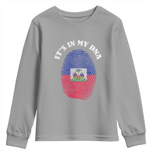 It's In My DNA Haitian Flag Fingerprint Graphic Youth Sweatshirt Haiti Heritage Pride TS02 Sport Gray Print Your Wear
