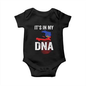It's In My DNA Haitian Map and Fingerprint Flag Graphic Baby Onesie Haiti Heritage Pride TS02 Black Print Your Wear