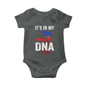 It's In My DNA Haitian Map and Fingerprint Flag Graphic Baby Onesie Haiti Heritage Pride TS02 Dark Heather Print Your Wear