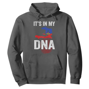 It's In My DNA Haitian Map and Fingerprint Flag Graphic Hoodie Haiti Heritage Pride TS02 Dark Heather Print Your Wear