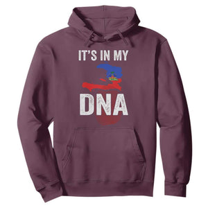 It's In My DNA Haitian Map and Fingerprint Flag Graphic Hoodie Haiti Heritage Pride TS02 Maroon Print Your Wear