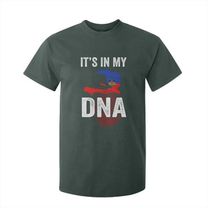 It's In My DNA Haitian Map and Fingerprint Flag Graphic T Shirt For Kid Haiti Heritage Pride TS02 Dark Forest Green Print Your Wear
