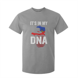 It's In My DNA Haitian Map and Fingerprint Flag Graphic T Shirt For Kid Haiti Heritage Pride TS02 Sport Gray Print Your Wear