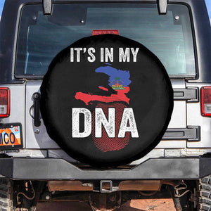 It's In My DNA Haitian Map and Fingerprint Flag Graphic Spare Tire Cover Haiti Heritage Pride TS02 No hole Black Print Your Wear