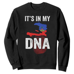 It's In My DNA Haitian Map and Fingerprint Flag Graphic Sweatshirt Haiti Heritage Pride TS02 Black Print Your Wear