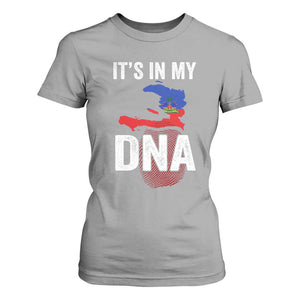 It's In My DNA Haitian Map and Fingerprint Flag Graphic T Shirt For Women Haiti Heritage Pride TS02 Sport Gray Print Your Wear