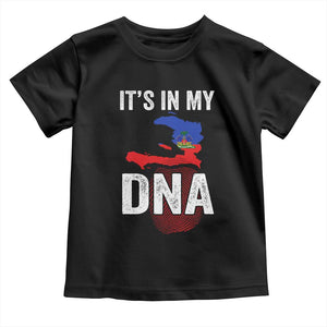 It's In My DNA Haitian Map and Fingerprint Flag Graphic Toddler T Shirt Haiti Heritage Pride TS02 Black Print Your Wear