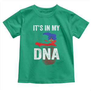 It's In My DNA Haitian Map and Fingerprint Flag Graphic Toddler T Shirt Haiti Heritage Pride TS02 Irish Green Print Your Wear