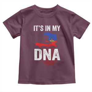 It's In My DNA Haitian Map and Fingerprint Flag Graphic Toddler T Shirt Haiti Heritage Pride TS02 Maroon Print Your Wear