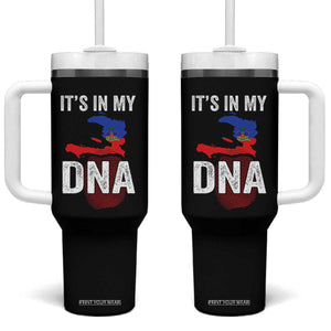 It's In My DNA Haitian Map and Fingerprint Flag Graphic Tumbler With Handle Haiti Heritage Pride TS02 One Size: 40 oz Black Print Your Wear
