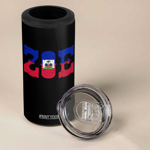 Zoe Haitian Pride 4 in 1 Can Cooler Tumbler Haiti Flag Culture Heritage Pride TS02 Print Your Wear