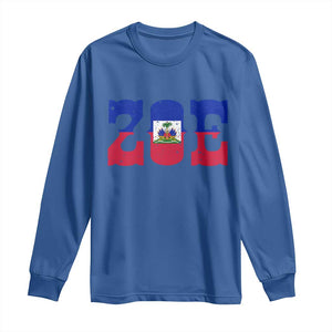 Zoe Haitian Pride Long Sleeve Shirt Haiti Flag Culture Heritage Pride TS02 Royal Blue Print Your Wear