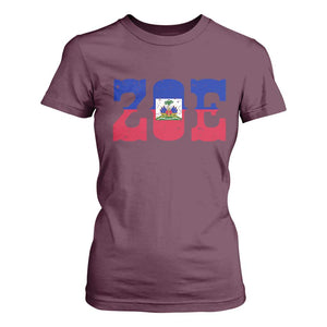 Zoe Haitian Pride T Shirt For Women Haiti Flag Culture Heritage Pride TS02 Maroon Print Your Wear