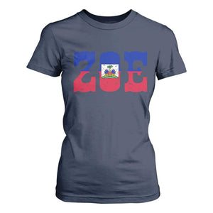 Zoe Haitian Pride T Shirt For Women Haiti Flag Culture Heritage Pride TS02 Navy Print Your Wear