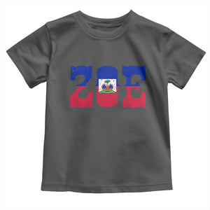 Zoe Haitian Pride Toddler T Shirt Haiti Flag Culture Heritage Pride TS02 Dark Heather Print Your Wear