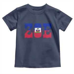 Zoe Haitian Pride Toddler T Shirt Haiti Flag Culture Heritage Pride TS02 Navy Print Your Wear
