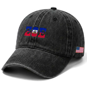 Zoe Haitian Pride Washed Cotton Baseball Cap Haiti Flag Culture Heritage Pride TS02 Print Your Wear
