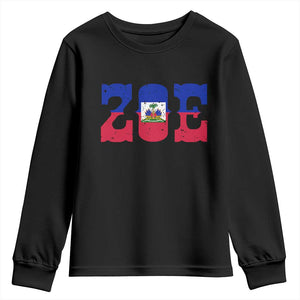 Zoe Haitian Pride Youth Sweatshirt Haiti Flag Culture Heritage Pride TS02 Black Print Your Wear