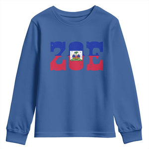 Zoe Haitian Pride Youth Sweatshirt Haiti Flag Culture Heritage Pride TS02 Royal Blue Print Your Wear