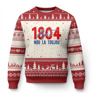 Haiti 1804 Ayiti Nou La Toujou Ugly Christmas Sweater Independence Haiti Heritage Pride TS02 Beige Red Print Your Wear