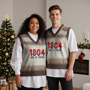 Haiti 1804 Ayiti Nou La Toujou V-Neck Knit Sweater Vest Independence Haiti Heritage Pride TS02 Mocha Mousse Print Your Wear