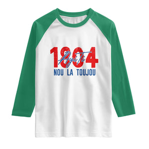 Haiti 1804 Ayiti Nou La Toujou Raglan Shirt Independence Haiti Heritage Pride TS02 White Kelly Green Print Your Wear