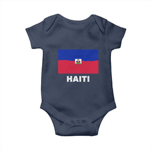 Vintage Distressed Haiti Flag Baby Onesie Haitian Heritage Pride TS02 Navy Print Your Wear