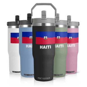 Vintage Distressed Haiti Flag Flip Straw Tumbler Haitian Heritage Pride TS02 Print Your Wear