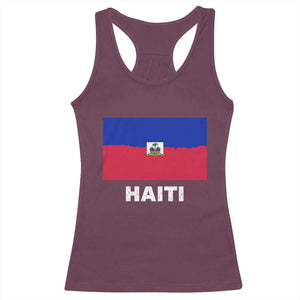 Vintage Distressed Haiti Flag Racerback Tank Top Haitian Heritage Pride TS02 Maroon Print Your Wear