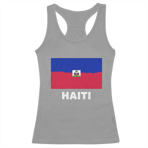 Vintage Distressed Haiti Flag Racerback Tank Top Haitian Heritage Pride TS02 Sport Gray Print Your Wear