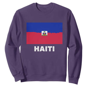 Vintage Distressed Haiti Flag Sweatshirt Haitian Heritage Pride TS02 Purple Print Your Wear