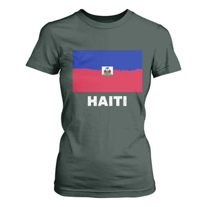 Vintage Distressed Haiti Flag T Shirt For Women Haitian Heritage Pride TS02 Dark Forest Green Print Your Wear